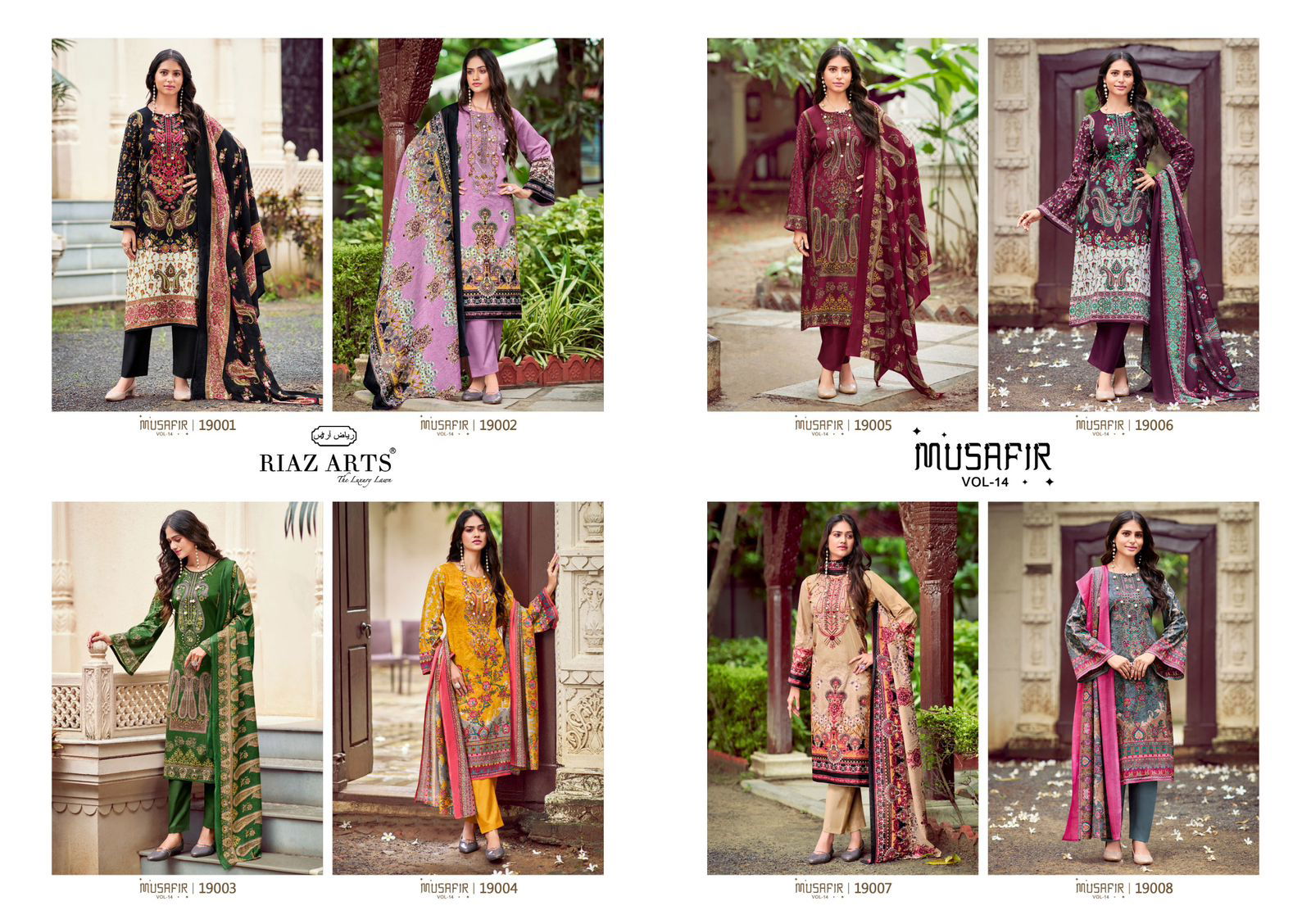 Musafir Vol 14 By Riaz Arts Pakistani Printed Dress Material Wholesale Price In Surat
